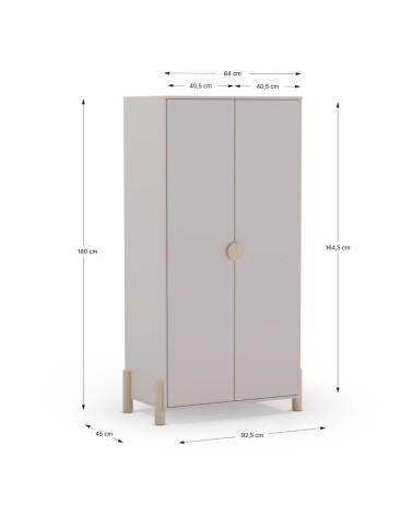 Armadio Enola 2 ante in legno massiccio colore beige