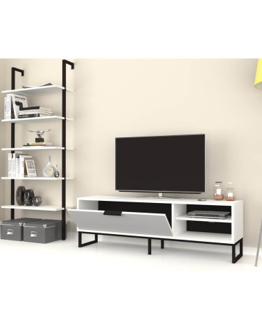 Parete attrezzata porta tv e libreria Way bianca
