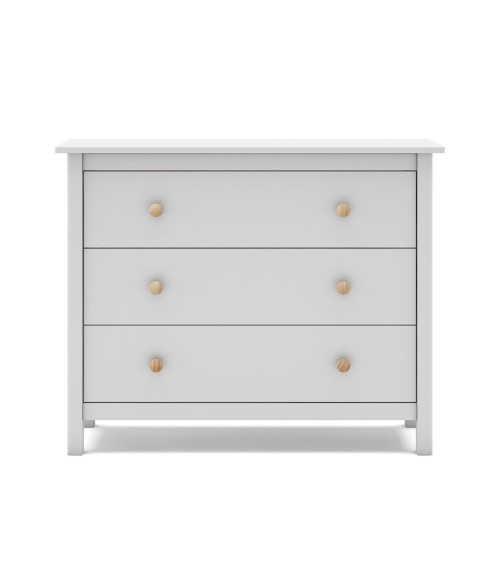 Comò Max 3 cassetti in legno massiccio colore bianco
