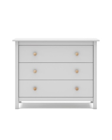 Comò Max 3 cassetti in legno massiccio colore bianco
