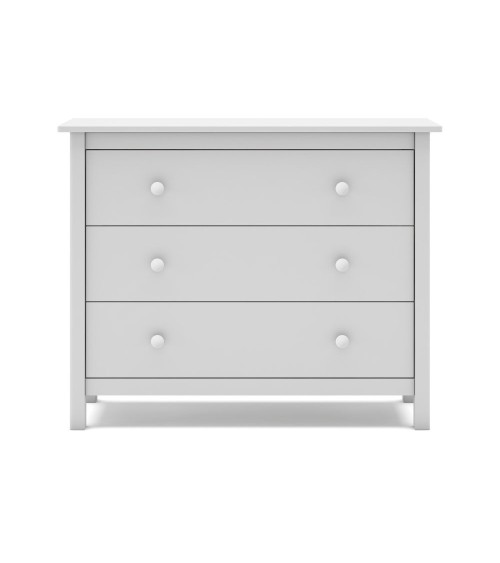Comò Max 3 cassetti in legno massiccio colore bianco