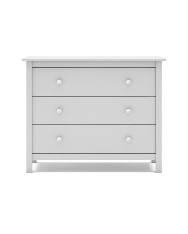 Comò Max 3 cassetti in legno massiccio colore bianco