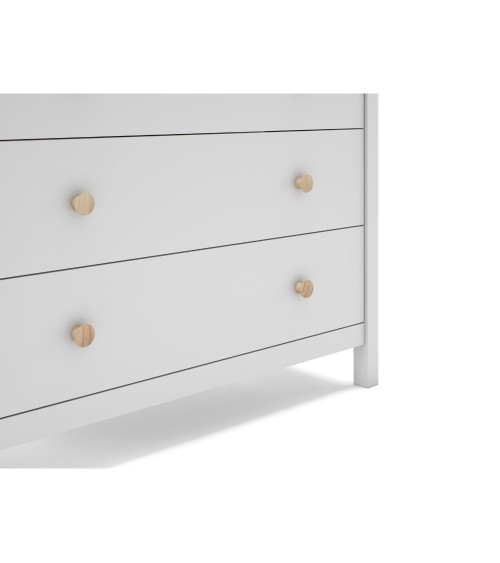 Comò Max 3 cassetti in legno massiccio colore bianco