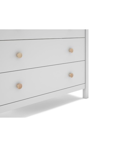 Comò Max 3 cassetti in legno massiccio colore bianco