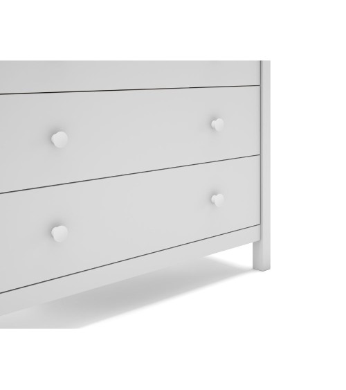 Comò Max 3 cassetti in legno massiccio colore bianco