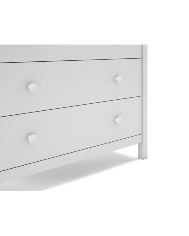 Comò Max 3 cassetti in legno massiccio colore bianco