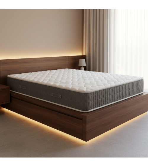 Materasso matrimoniale Palladio con bordo grigio 160x200x25 H cm. in schiuma poliuretanica e memory non sfoderabile
