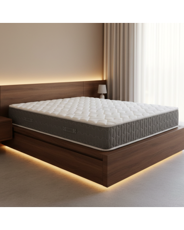 Materasso matrimoniale Palladio con bordo grigio 160x200x25 H cm. in schiuma poliuretanica e memory non sfoderabile