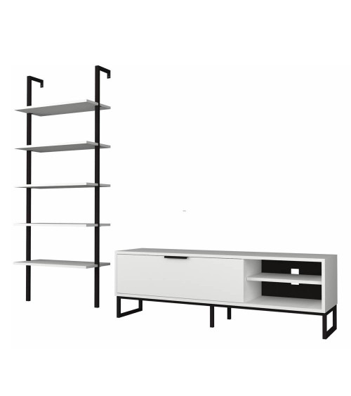 Parete attrezzata porta tv e libreria Way bianca