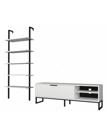 Parete attrezzata porta tv e libreria Way bianca