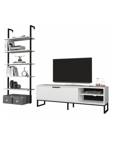 Parete attrezzata porta tv e libreria Way bianca