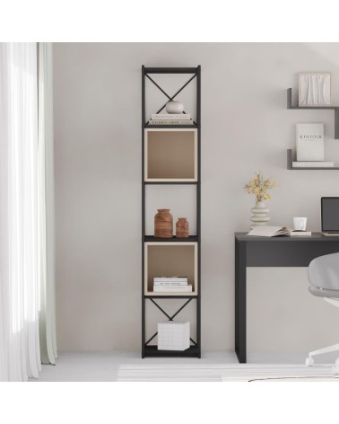 Libreria Vale mini con struttura in metallo nero e cubotti cashmere