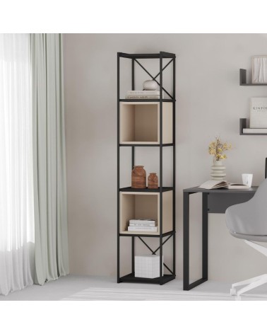 Libreria Vale mini con struttura in metallo nero e cubotti cashmere