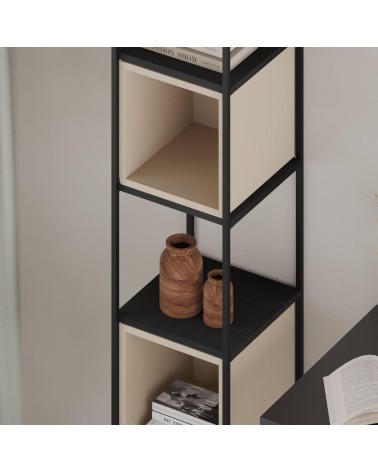 Libreria Vale mini con struttura in metallo nero e cubotti cashmere