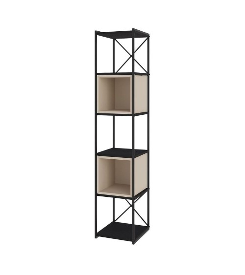 Libreria Vale mini con struttura in metallo nero e cubotti cashmere