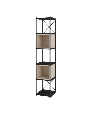 Libreria Vale mini con struttura in metallo nero e cubotti cashmere