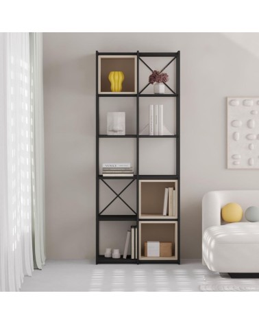 Libreria Vale midi con struttura in metallo nero e cubotti cashmere