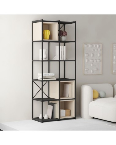 Libreria Vale midi con struttura in metallo nero e cubotti cashmere