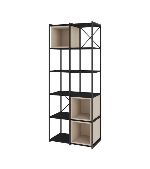 Libreria Vale midi con struttura in metallo nero e cubotti cashmere