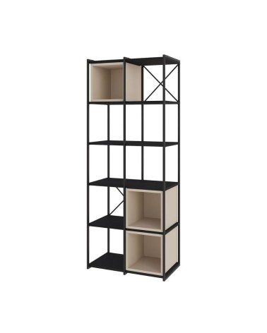 Libreria Vale midi con struttura in metallo nero e cubotti cashmere