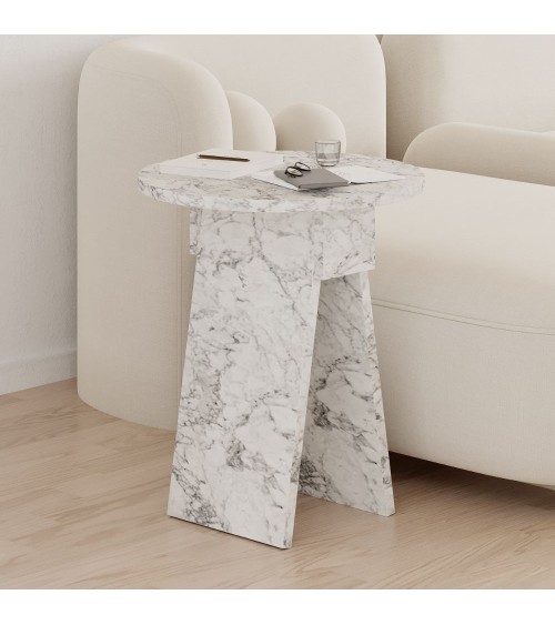 Tavolino da salotto Chen H 50x42x23.4 cm. colore carrara effetto marmo