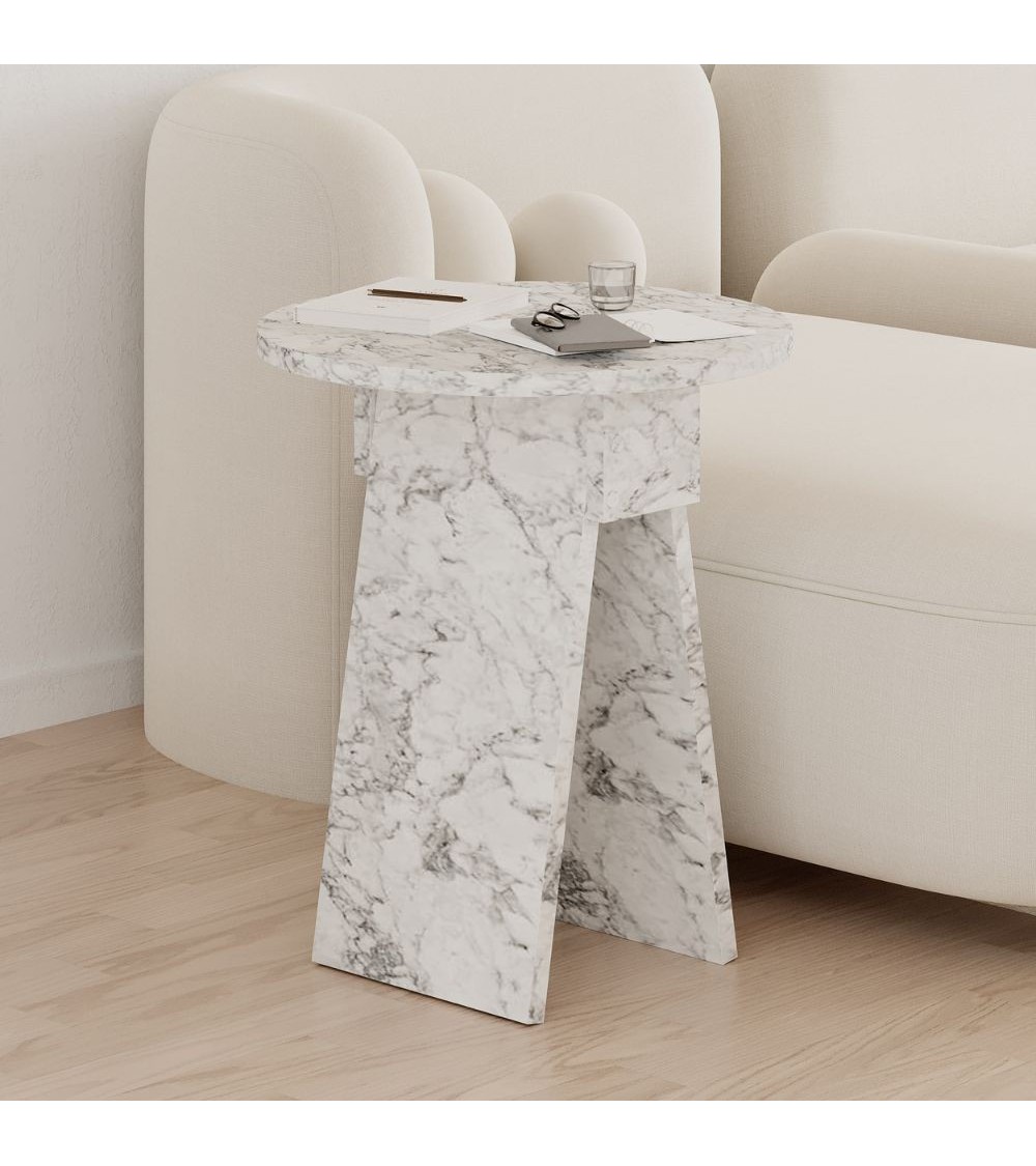 Tavolino da salotto Chen H 50x42x23.4 cm. colore carrara effetto marmo