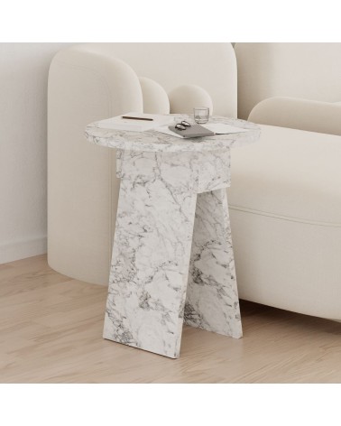 Tavolino da salotto Chen H 50x42x23.4 cm. colore carrara effetto marmo