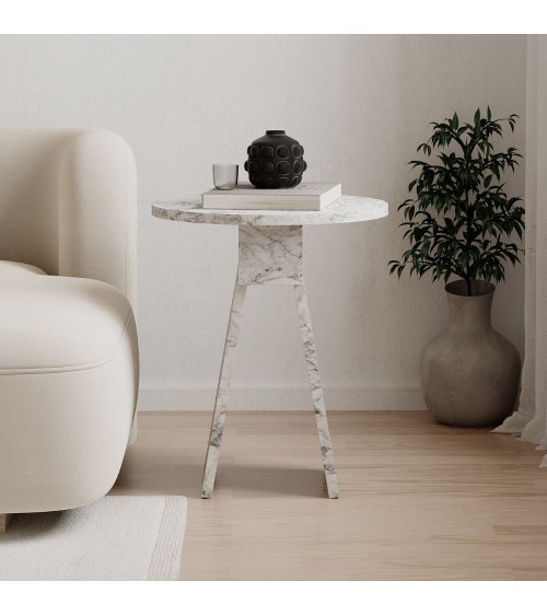 Tavolino da salotto Chen H 50x42x23.4 cm. colore carrara effetto marmo