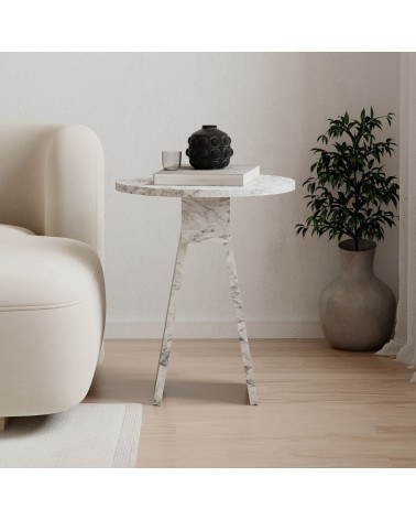 Tavolino da salotto Chen H 50x42x23.4 cm. colore carrara effetto marmo