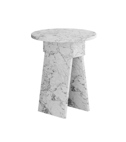 Tavolino da salotto Chen H 50x42x23.4 cm. colore carrara effetto marmo