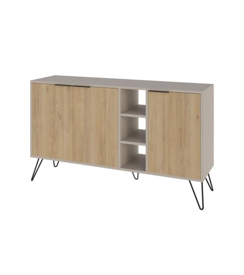 Madia Clara con struttura cashmere 3 ante rovere e nicchie a giorno 142x35,6x83h