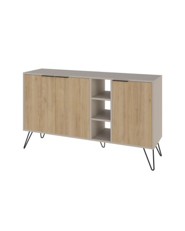 Madia Clara con struttura cashmere 3 ante rovere e nicchie a giorno 142x35,6x83h