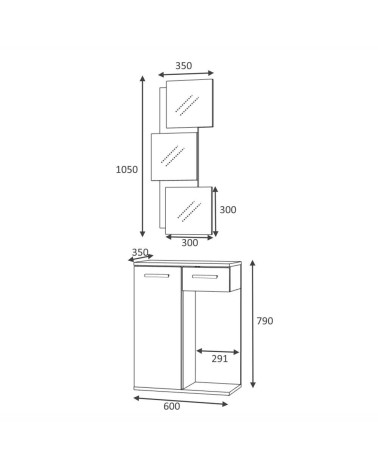 Mobile ingresso Lion con specchi anta e cassetto rovere bianco
