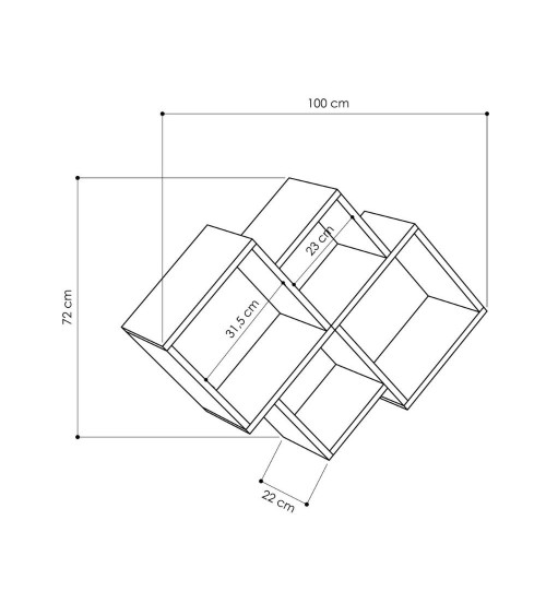 Mensola Oyo con 4 scomparti a vista colore cashmere
