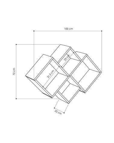 Mensola Oyo con 4 scomparti a vista colore cashmere