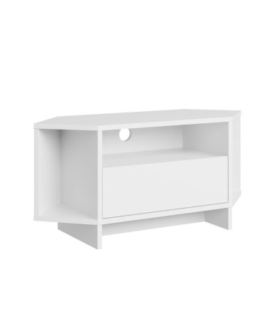 Porta tv angolare Viva con nicchie a giorno in colore bianco