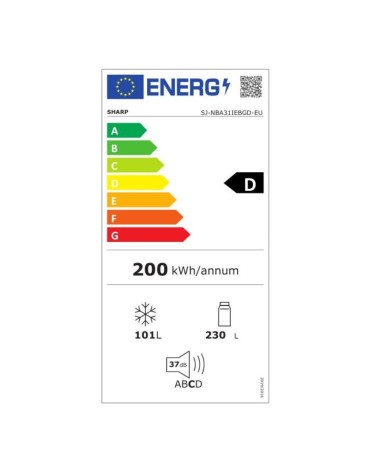 Frigorifero combinato Sharp SJNBA31IEBGD 331 lt No Frost con estetica glass nero classe D