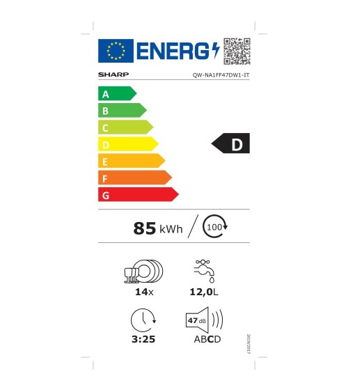 Lavastoviglie Sharp QWNA1EF47DW1 13 coperti libera installazione bianco classe D