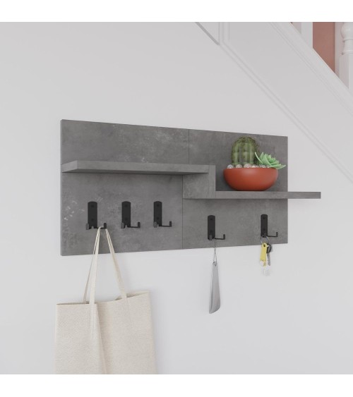 Appendiabiti a muro Harmon con mensole e 5 ganci colore retro grey