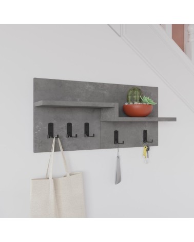 Appendiabiti a muro Harmon con mensole e 5 ganci colore retro grey