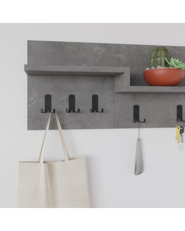 Appendiabiti a muro Harmon con mensole e 5 ganci colore retro grey