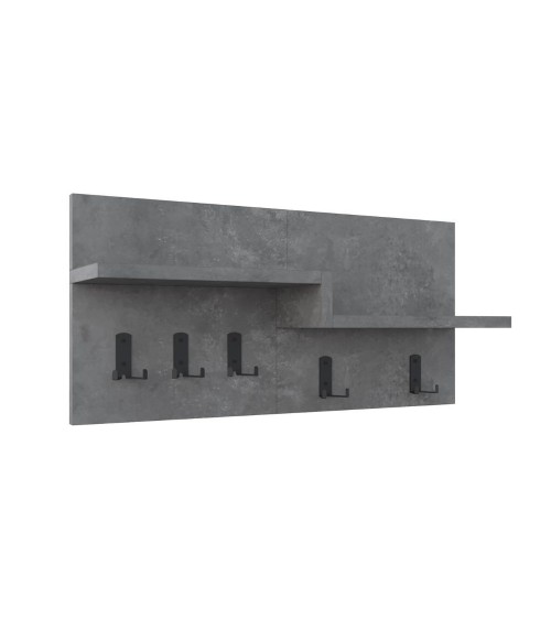 Appendiabiti a muro Harmon con mensole e 5 ganci colore retro grey