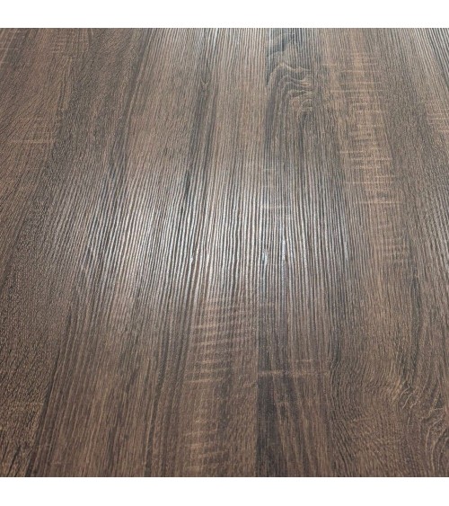 Tavolo fisso Ronan con piano in effetto rovere anticato e gambe in metallo nere