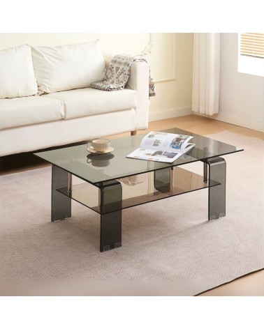 Tavolino Crystal in vetro temperato colore nero fumè 100x60x39 cm.
