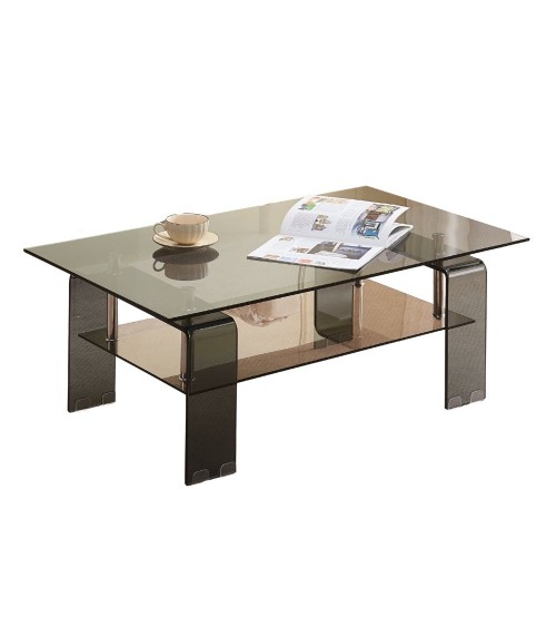 Tavolino Crystal in vetro temperato colore nero fumè 100x60x39 cm.