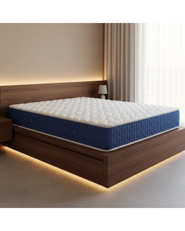 Materasso matrimoniale Palladio con bordo blu 160x190x25 H cm. in schiuma poliuretanica e memory non sfoderabile