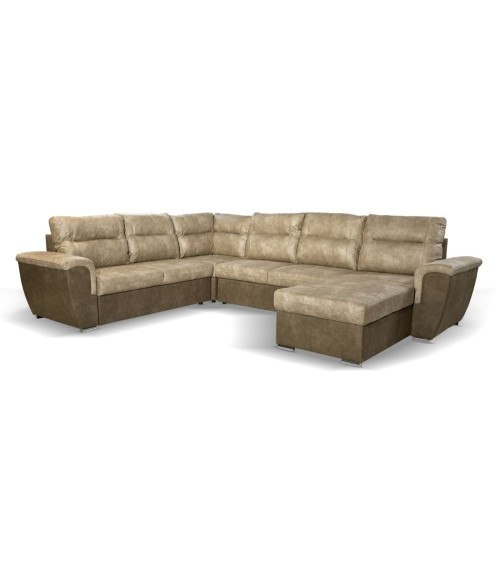 Divano Washington angolare con letto e 2 contenitori taupe Ranger 01 e Ranger 07