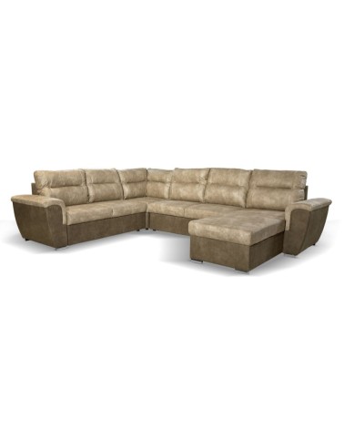 Divano Washington angolare con letto e 2 contenitori taupe Ranger 01 e Ranger 07