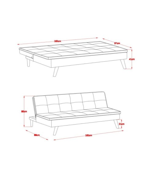 Divano letto Lunaria 3 posti colore grigio chiaro 22AQ11-25