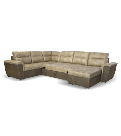 Divano Washington angolare con letto e 2 contenitori taupe Ranger 01 e Ranger 07